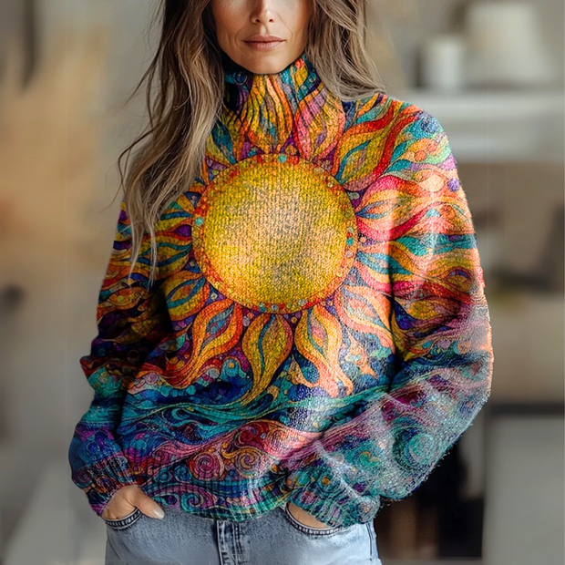 Sanne - Vintage Knitted Sunflower Sweater