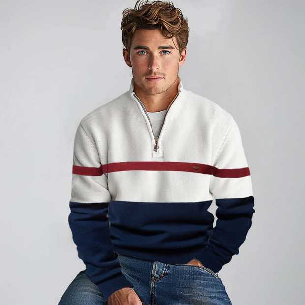 Nick - Striped Zipper Sweater