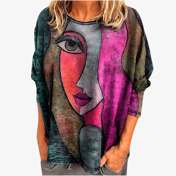 Gezina - Abstract Face Print Blouse