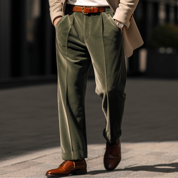 Marek - Velvet Straight-Leg Trousers