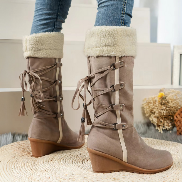 Paula - Luxury Winter Wedge Heel Boots