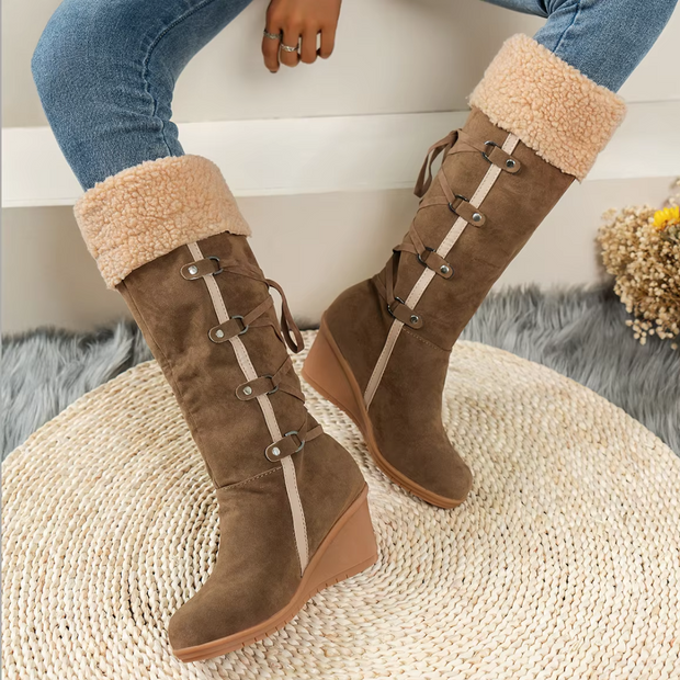 Paula - Luxury Winter Wedge Heel Boots