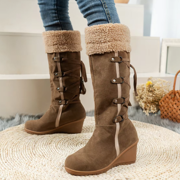 Paula - Luxury Winter Wedge Heel Boots