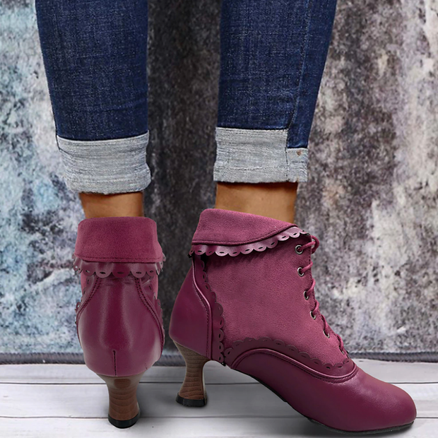 Róża - Vintage Suede Ankle Boots