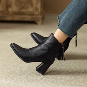 Noemi - Chic Leather Ankle Boots with Heel