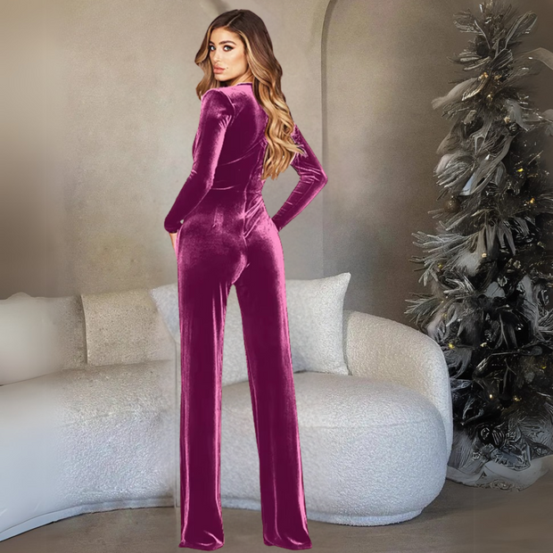 Karolina - Velvet Jumpsuit with Wide Legs