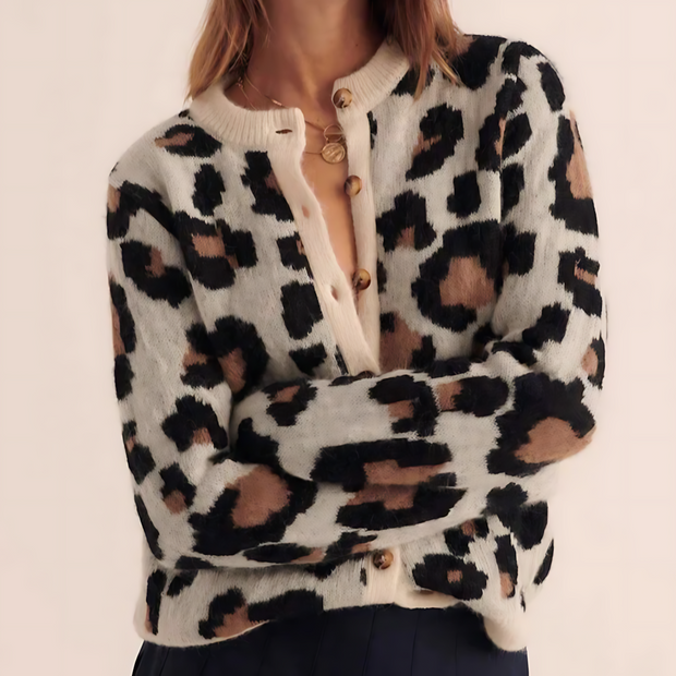 Loes - Leopard Knitted Cardigan