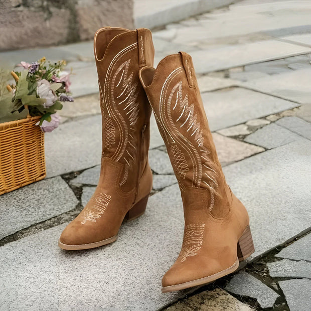 Megan - Cowboy Boots with Thick Heel