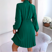 Dorota - Elegant Pleated Dress with Long Sleeves