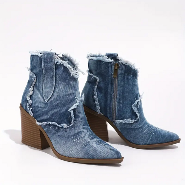 Elisa - Trendy Denim Ankle Boots