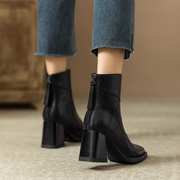 Noemi - Chic Leather Ankle Boots with Heel