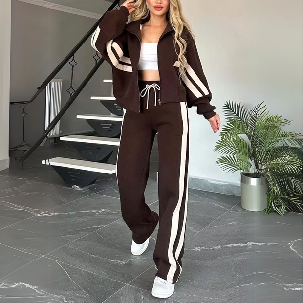 Fleur - Y2K Striped Sweatshirt and Trousers Set