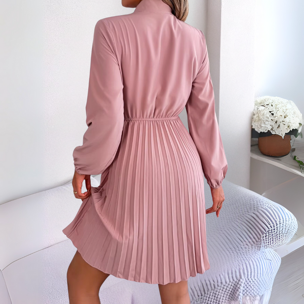 Dorota - Elegant Pleated Dress with Long Sleeves