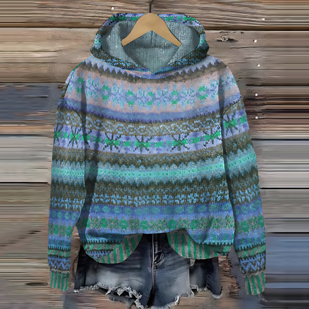 Lora - Patterned Hoodie Sweater