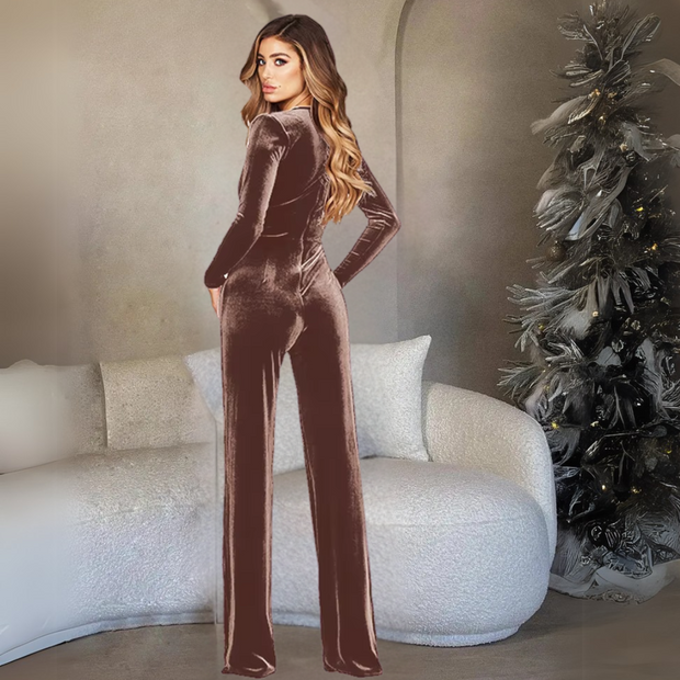 Karolina - Velvet Jumpsuit with Wide Legs