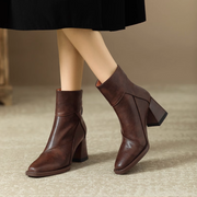 Noemi - Chic Leather Ankle Boots with Heel