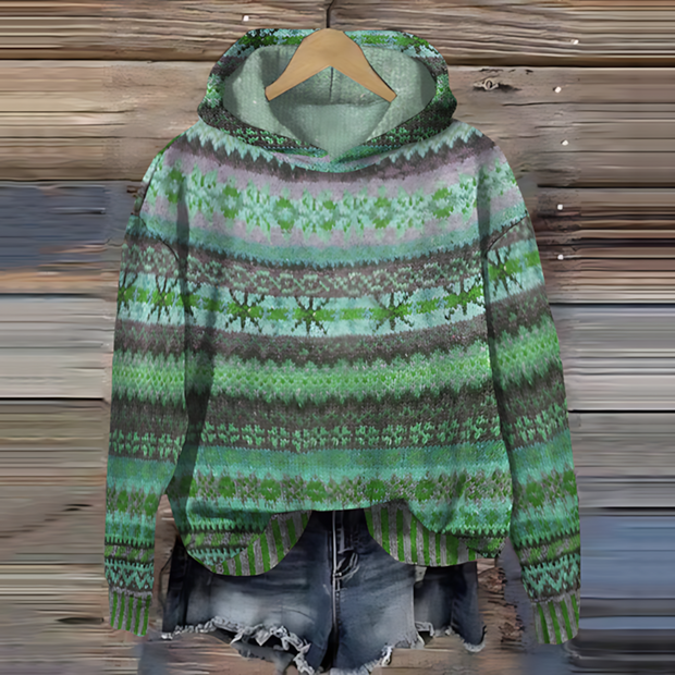 Lora - Patterned Hoodie Sweater