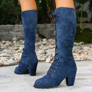 Elżbieta - Luxury Suede Lace-Up Heeled Shoes