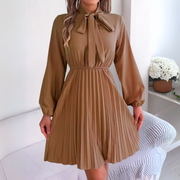 Dorota - Elegant Pleated Dress with Long Sleeves