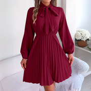 Dorota - Elegant Pleated Dress with Long Sleeves