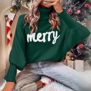 Marlena - Festive Merry Turtleneck Jumper